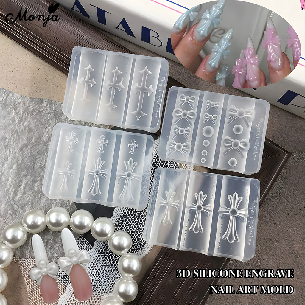 3D Printing Model Free - Silikon-Kreuz-Nagelkunstformen 3D-Blumen-Nagelcharme-Formen Transparentes Design im Gothic-Stil