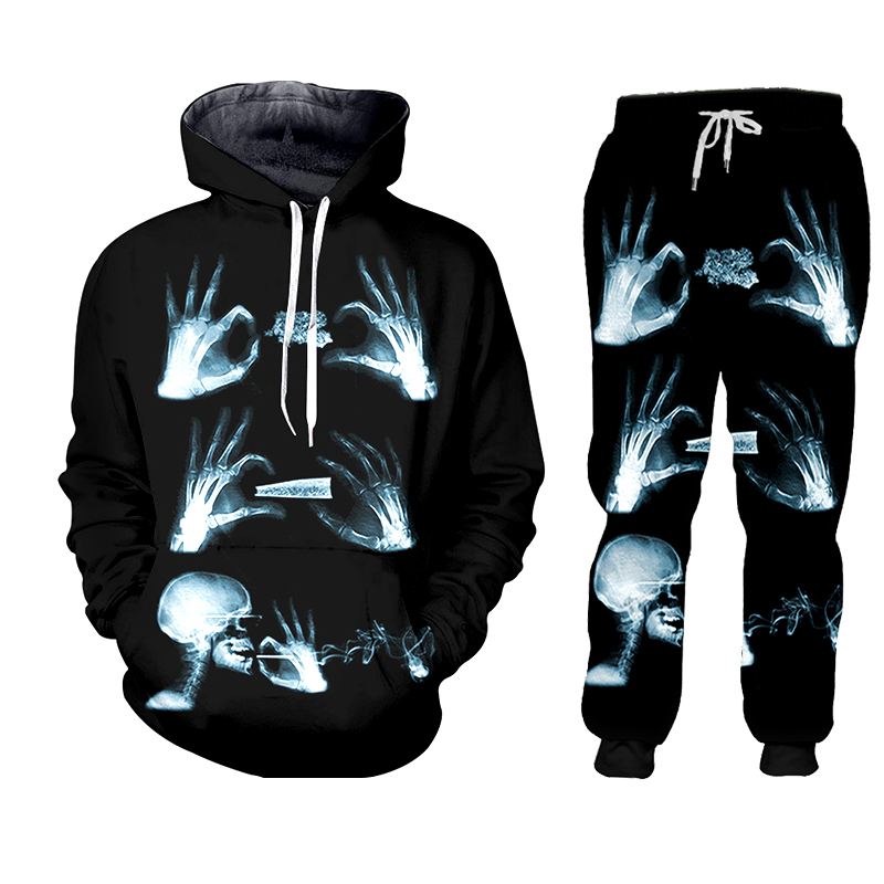 3D Printing X Ray - Hoodie-Hose Hip Hop Damen/Herren Jogger-Hose Sweatshirt