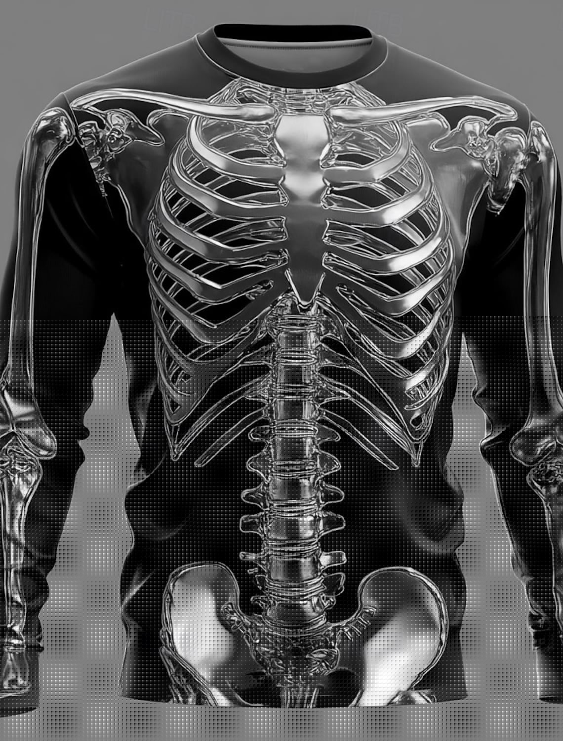 3D Printing X Ray - Herren 3D X-Ray Skeleton Print Langarm-T-Shirt