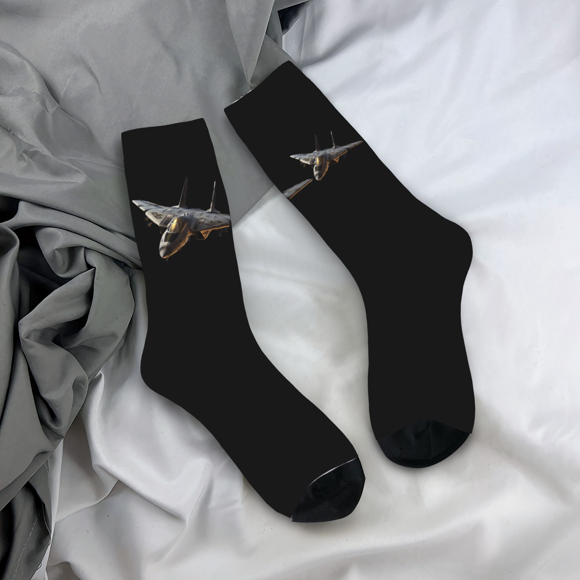 3D Printing Custom - Benutzerdefinierte coole Top-Gun-Air-Force-Kampfjet-Socken für Herren und