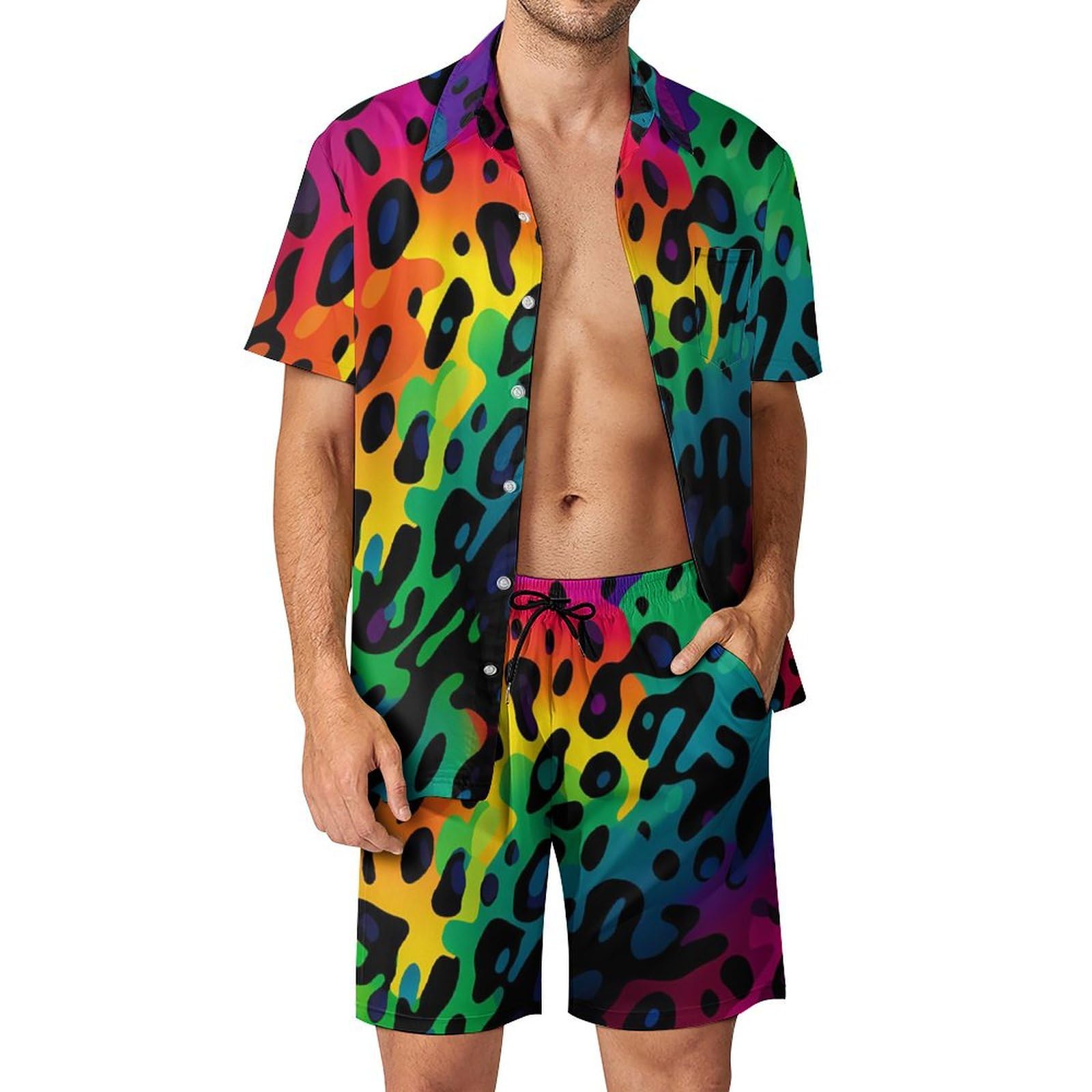 3D Printing Kpop - Sommer Unregelmäßiger Geometrischer 3D-Druck Herren Hemd-Sets