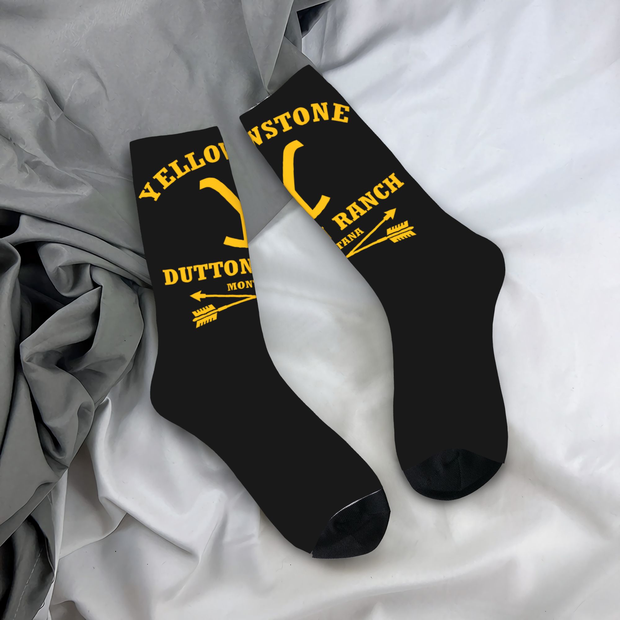 3D Printing Custom - Benutzerdefinierte Yellowstone Dutton Ranch Herren-Crew-Socken, Unisex,